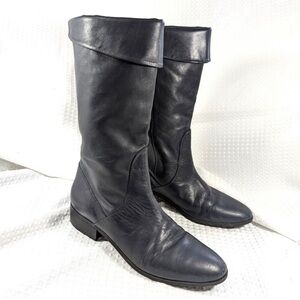 Navy Blue Boots Real Leather